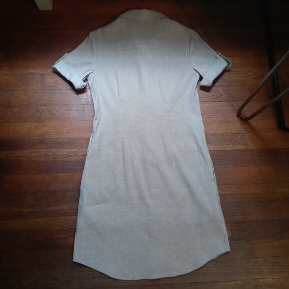 THEORY mayvine linen blend shirt dress in tierra wash (sz0) - Picture 5 of 12